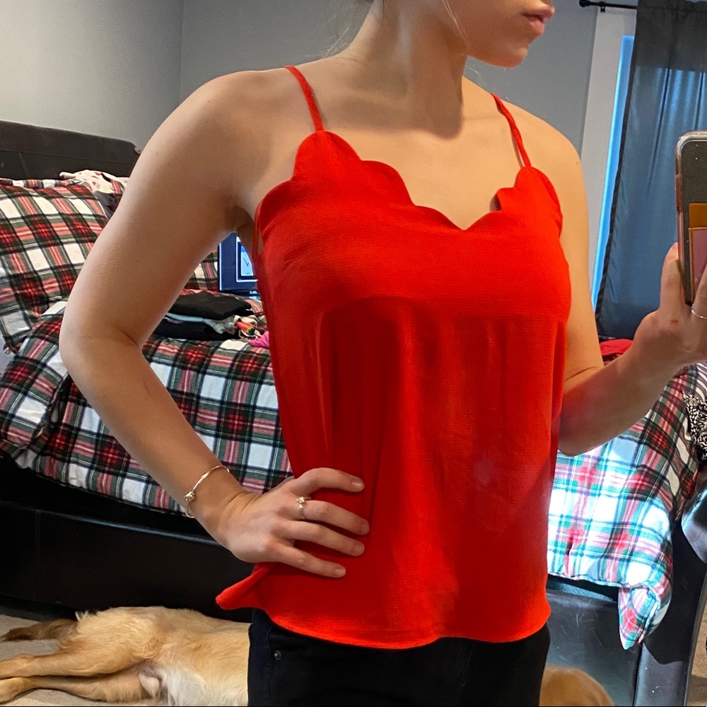 Red Scalloped tank